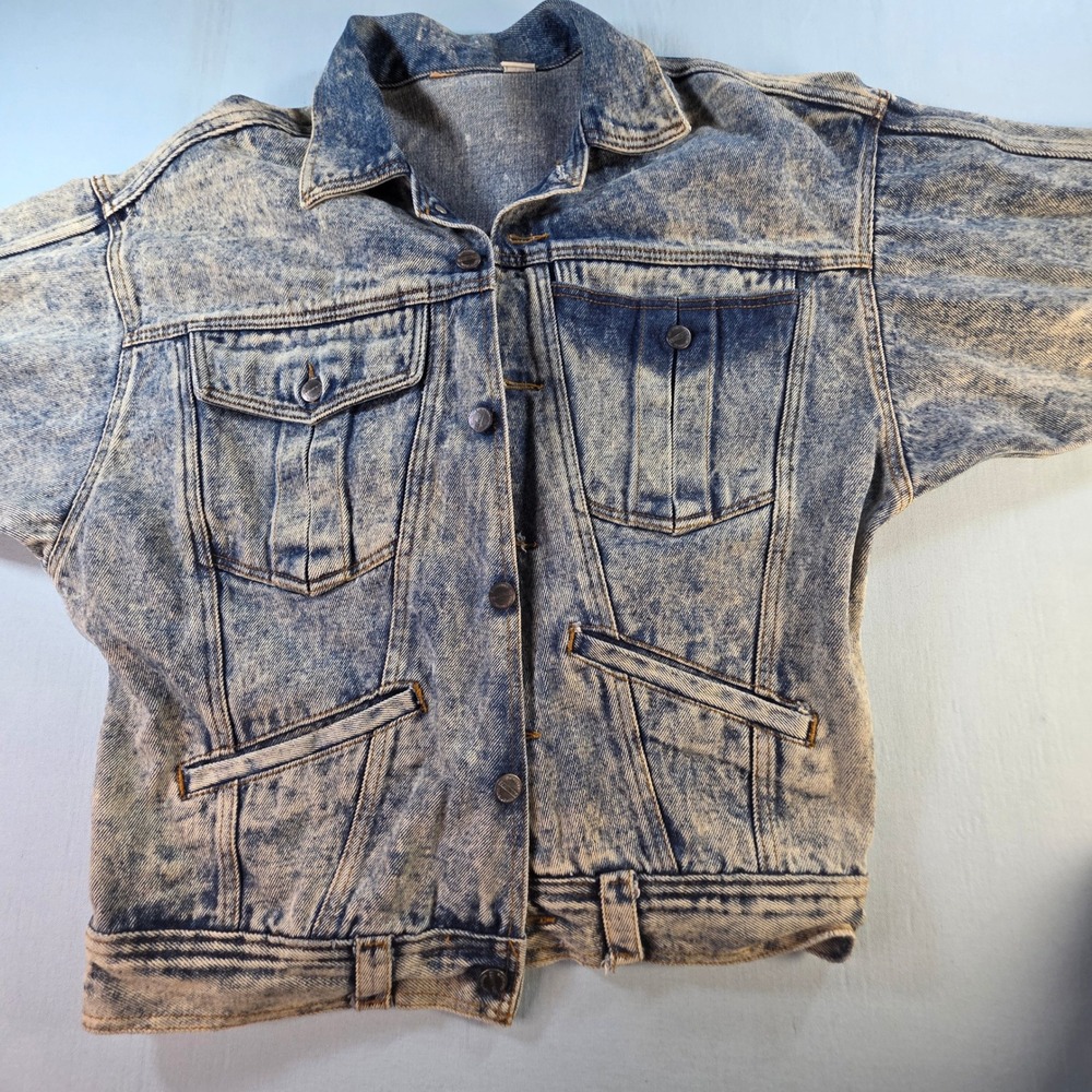 Vintage Palmetto's Acid Wash Denim Jacket Blue 80s Trucker Oversized Mens Medium